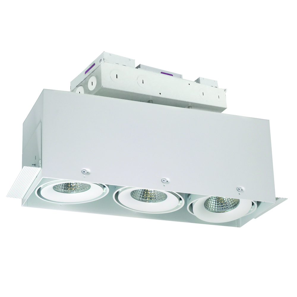 LED Trimless 3-Head MLS Housing, 30W / 2100lm per Head, 3500K, 16-Degrees Spot, White, 120-277V