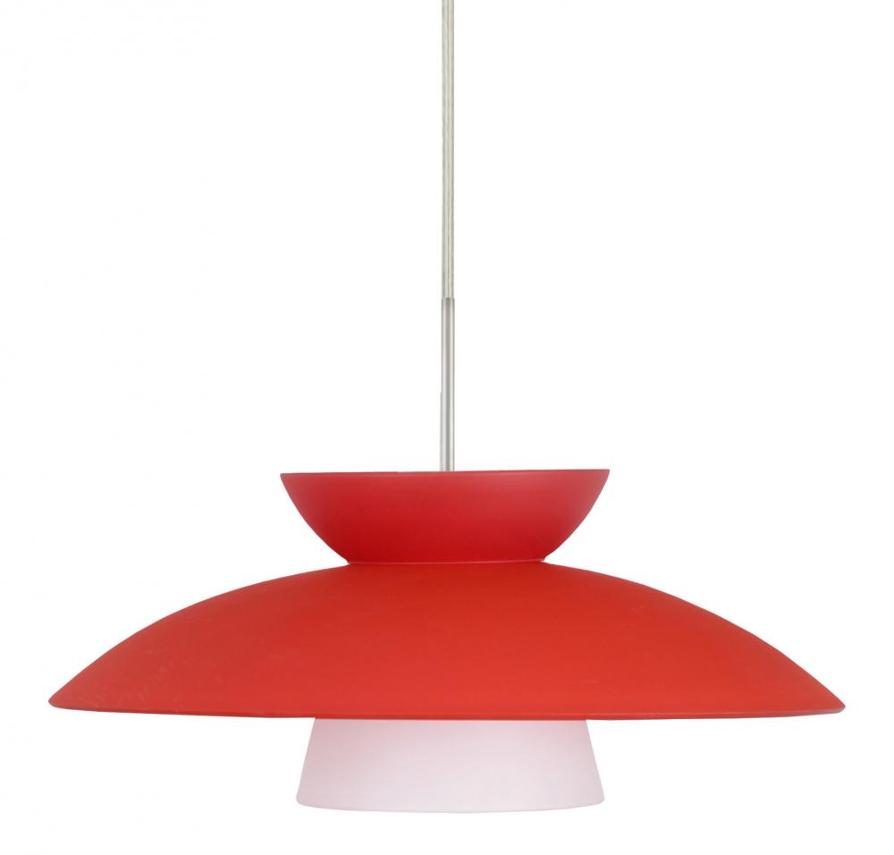 Besa Trilo 15 Pendant Red Matte Satin Nickel 1x9W LED