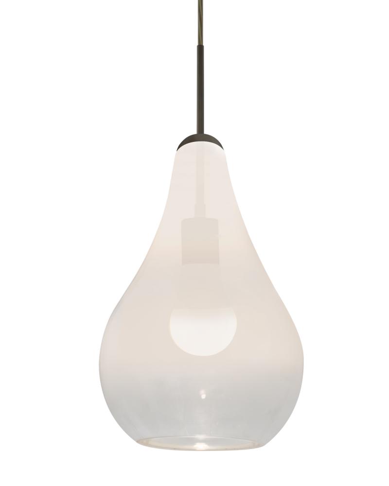 Besa, Leon Cord Pendant, Milky White/Clear, Bronze Finish, 1x9W LED