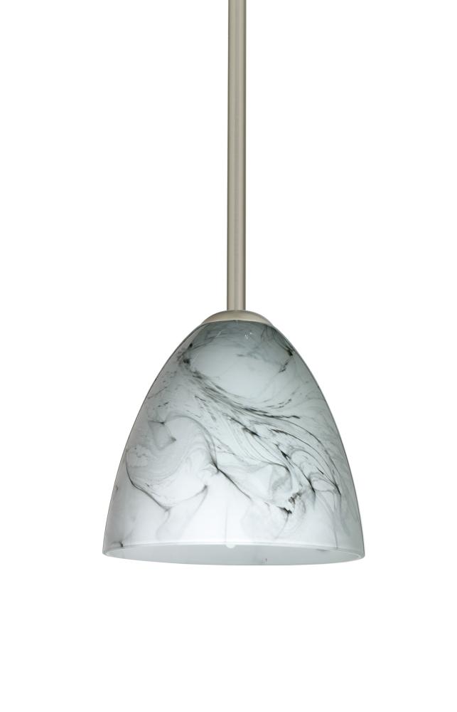 Besa Vila Stem Pendant Satin Nickel Marble Grigio 1x60W Medium Base