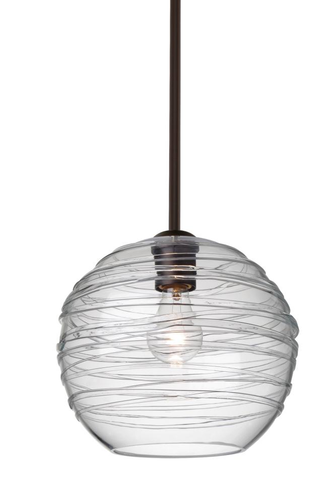 Besa Wave 10 Stem Pendant Bronze Clear 1x60W Medium Base