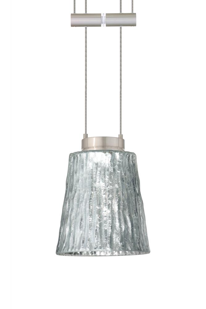 Besa Pendant Nico 4 Satin Nickel Stone Silver Foil 1x35W Halogen