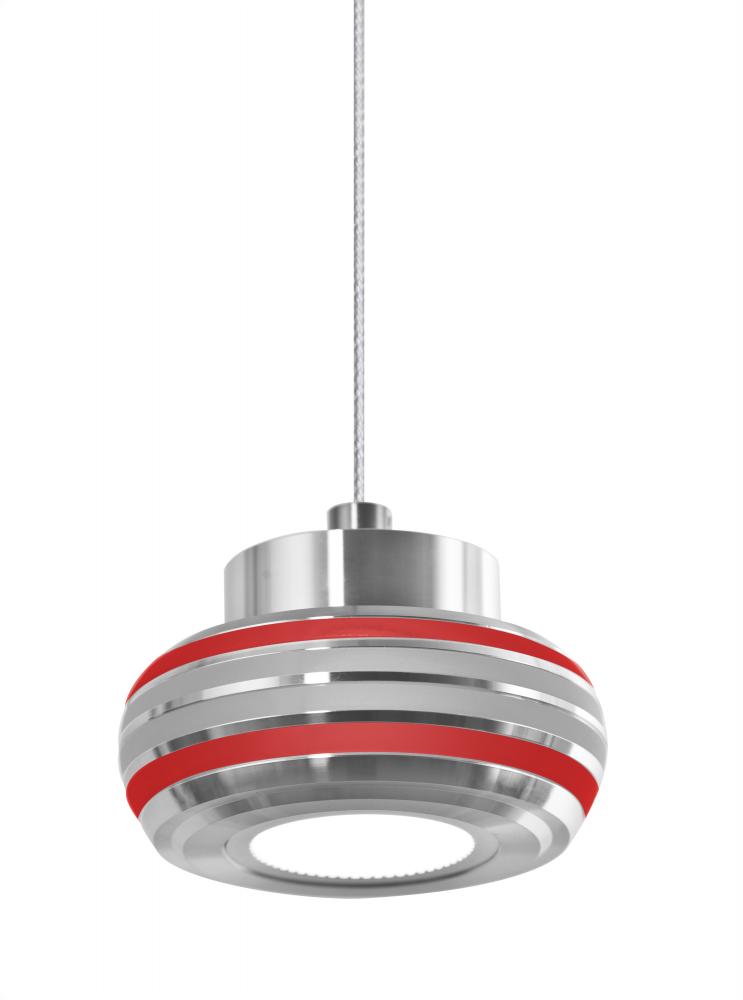 Besa, Flower Cord Pendant, Red/Silver, Satin Nickel Finish, 1x6W LED