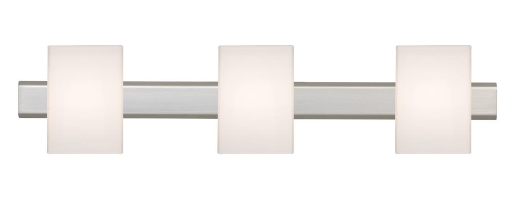 Besa, Tito Vanity, Opal Matte, Satin Nickel Finish, 3x40W Halogen