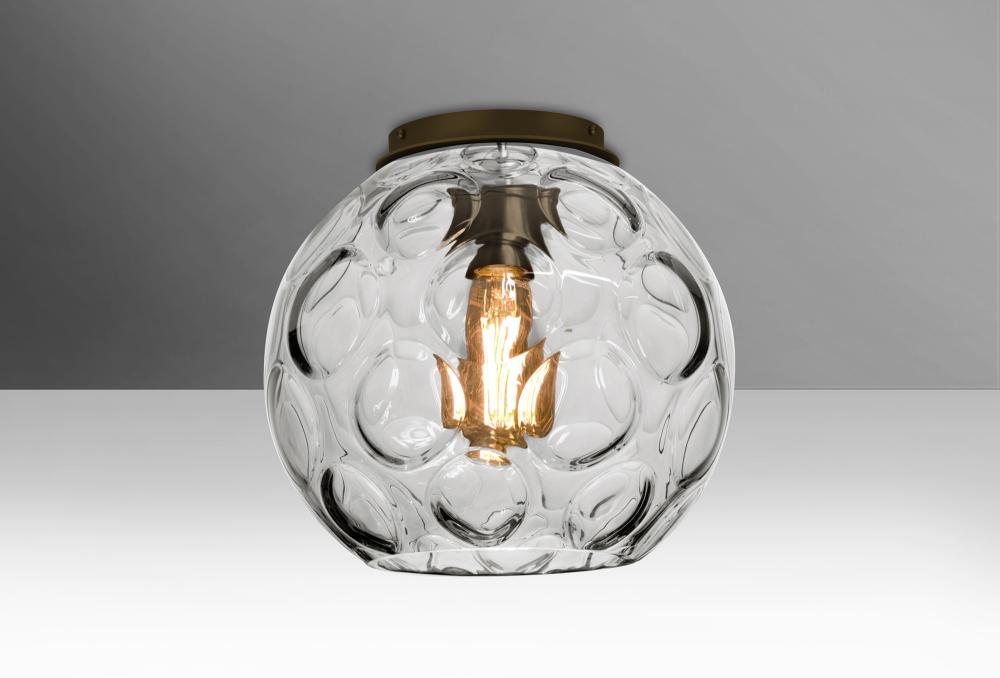 Besa, Bombay Ceiling, Clear, Bronze Finish, 1x9W LED Filament