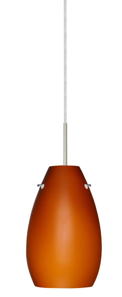 Besa Pera 9 Pendant For Multiport Canopy Satin Nickel Amber Matte 1x100W Medium Base