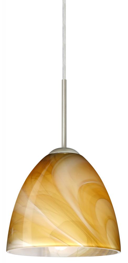 Besa Vila Pendant For Multiport Canopy Satin Nickel Honey 1x60W Medium Base