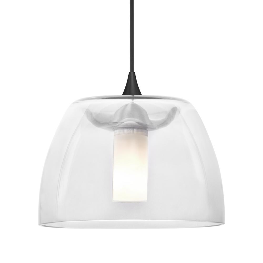 Besa Spur Pendant For Multiport Canopy, Clear, Black Finish, 1x35W MAX GY6.35 Base