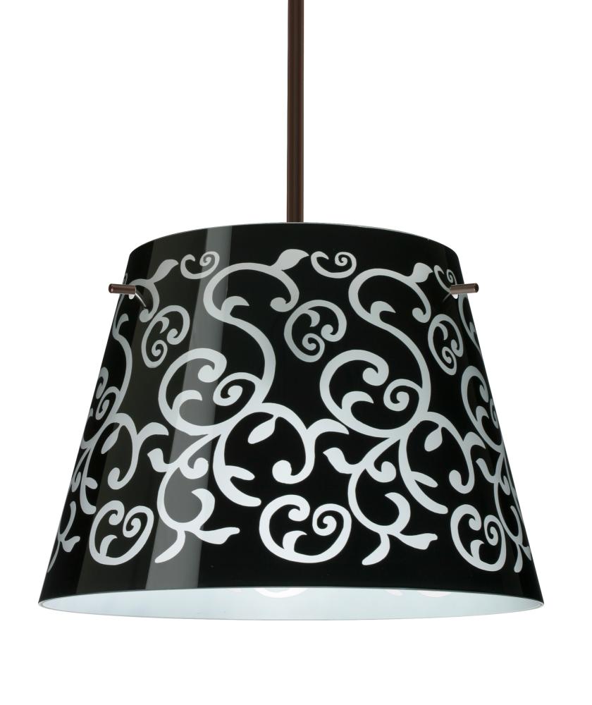 Besa Stem Pendant Amelia 15 Bronze Black Damask 3x100W A19