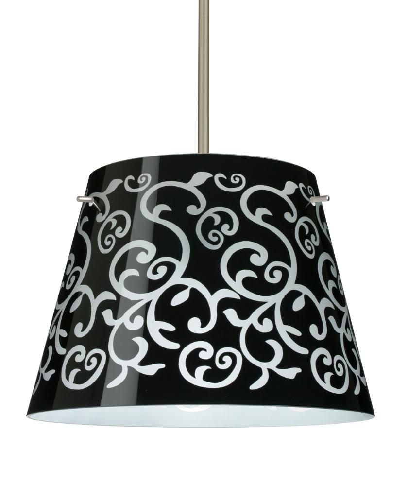 Besa Amelia 15 LED Pendant 1KT Black Damask Satin Nickel 3x11W LED