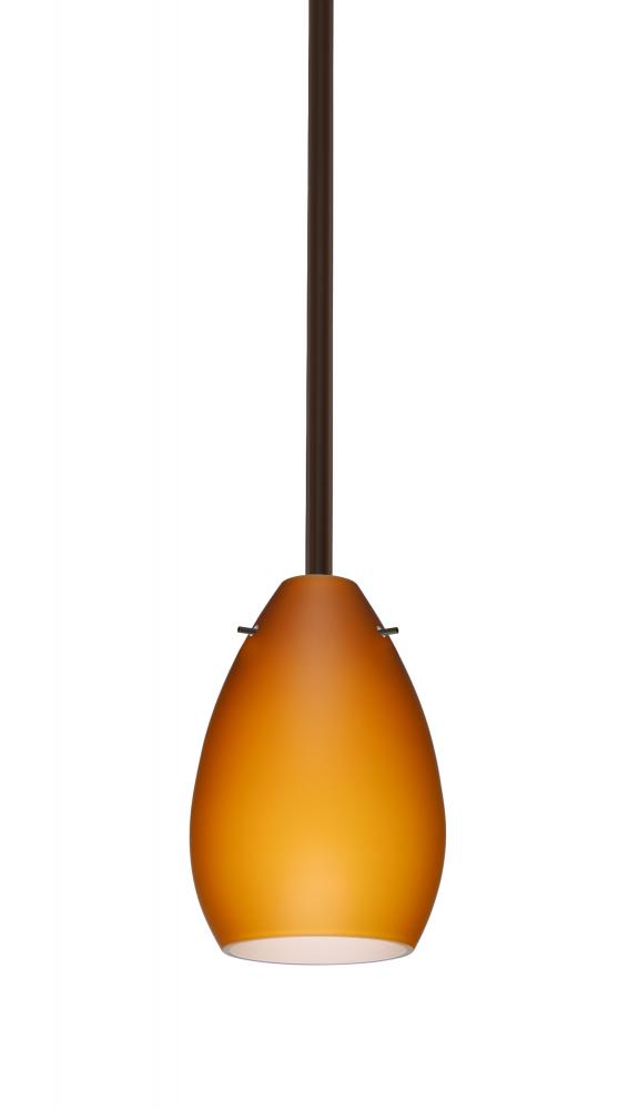 Besa Pera 6 Stem Pendant Bronze Amber Matte 1x50W Candelabra