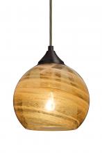 Besa Lighting 1JC-JILLYAM-BR - Besa, Jilly Cord Pendant, Vapor Amber, Bronze Finish, 1x60W Medium Base