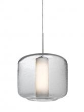  1JC-NILES10CO-SN - Besa Niles 10 Pendant, Clear Bubble/Opal, Satin Nickel Finish, 1x60W Medium Base T10