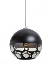 Besa Lighting 1JC-ROCKYBK-SN - Besa, Rocky Cord Pendant, Black, Satin Nickel Finish, 1x60W Medium Base