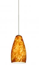 Besa Lighting 1XT-719818-SN - Besa Pendant Karli Satin Nickel Amber Cloud 1x50W Halogen