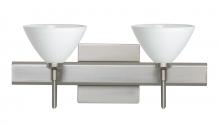 Besa Lighting 2SW-174307-LED-SN-SQ - Besa Wall With SQ Canopy Domi Satin Nickel White 2x5W LED