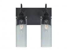 Besa Lighting 2WG-JUNI10BL-BK - Besa Juni 10 Vanity, Blue Bubble, Black Finish, 2x60W Medium Base