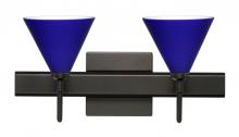 Besa Lighting 2SW-5121CM-BR-SQ - Besa Wall With Sq Canopy Kani Bronze Cobalt Blue Matte 2x40W G9