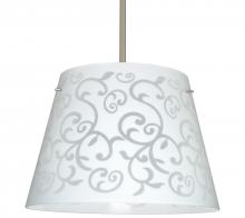 Besa Lighting 1KT-4394WD-SN - Besa Stem Pendant Amelia 18 Satin Nickel White Damask 3x100W A19