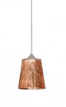 Besa Lighting 1XP-5125CF-SN - Besa Pendant Nico 4 Satin Nickel Stone Copper Foil 1x35W Halogen