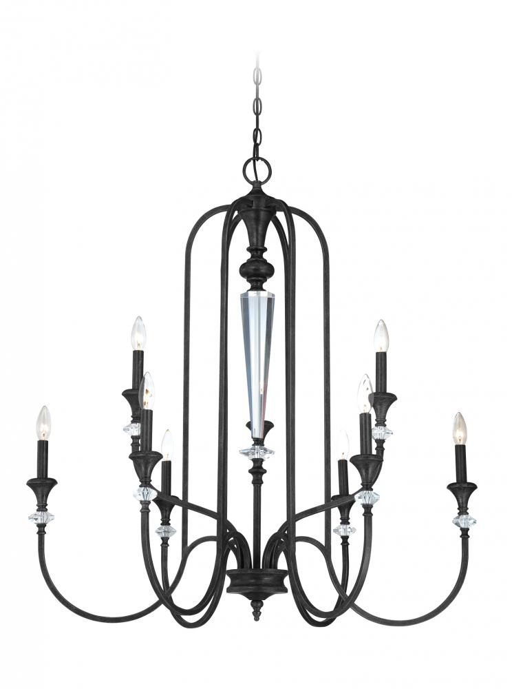 Boulevard 9 Light Chandelier in Mocha Bronze/Silver Accents