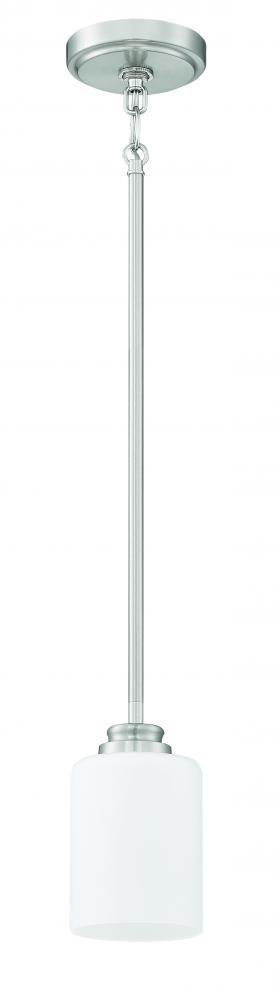 Bolden 1 Light Mini Pendant in Brushed Polished Nickel (White Glass)