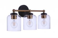 Craftmade 18719FBSB3 - Coppa 3 Light Vanity in Flat Black/Satin Brass