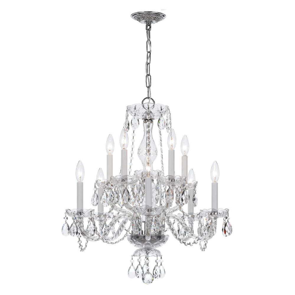 Traditional Crystal 10 Light Clear Crystal Polished Chrome Chandelier