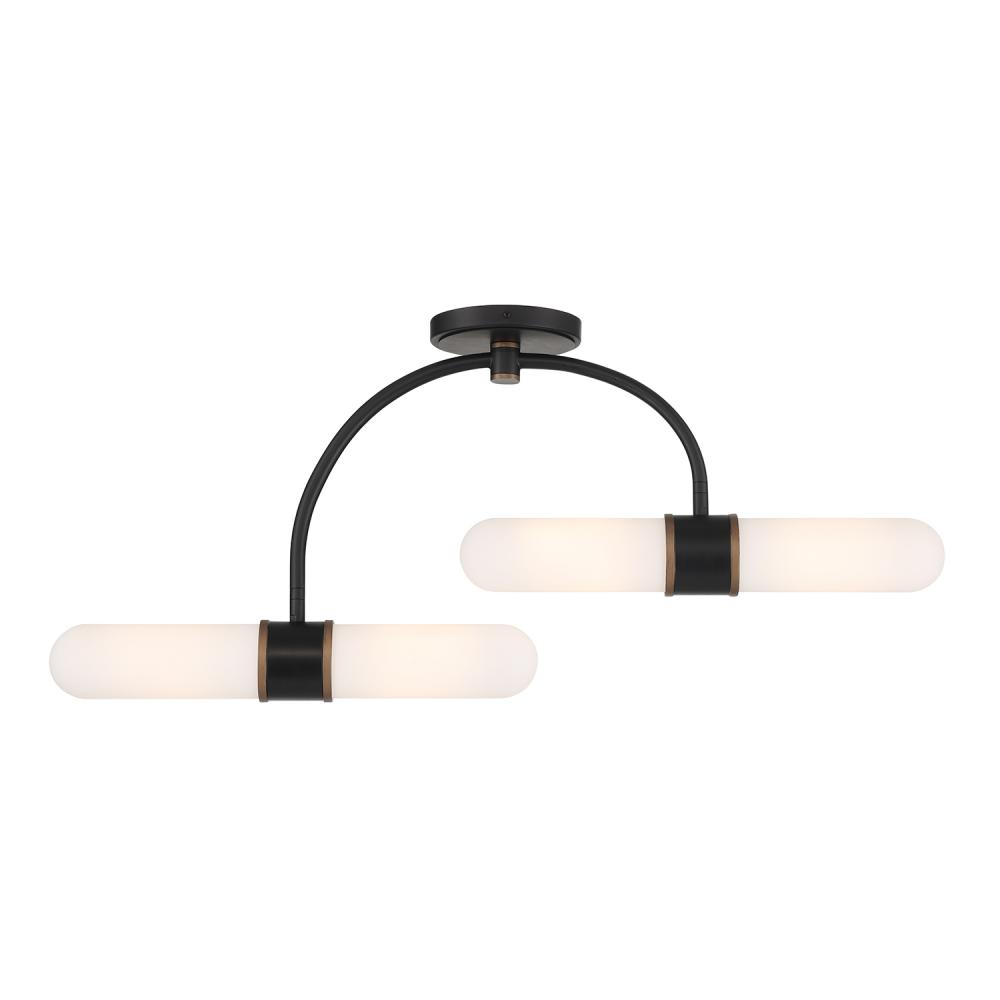 Brian Patrick Flynn Capsule 4 Light LED Matte Black + Textured Gold Semi Flush