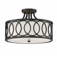 Crystorama 285-MK - Libby Langdon Graham 3 Light Matte Black Semi Flush Mount