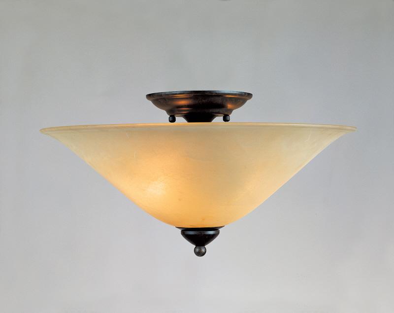 Two Light Virsage Stone Glass Bowl Semi-Flush Mount