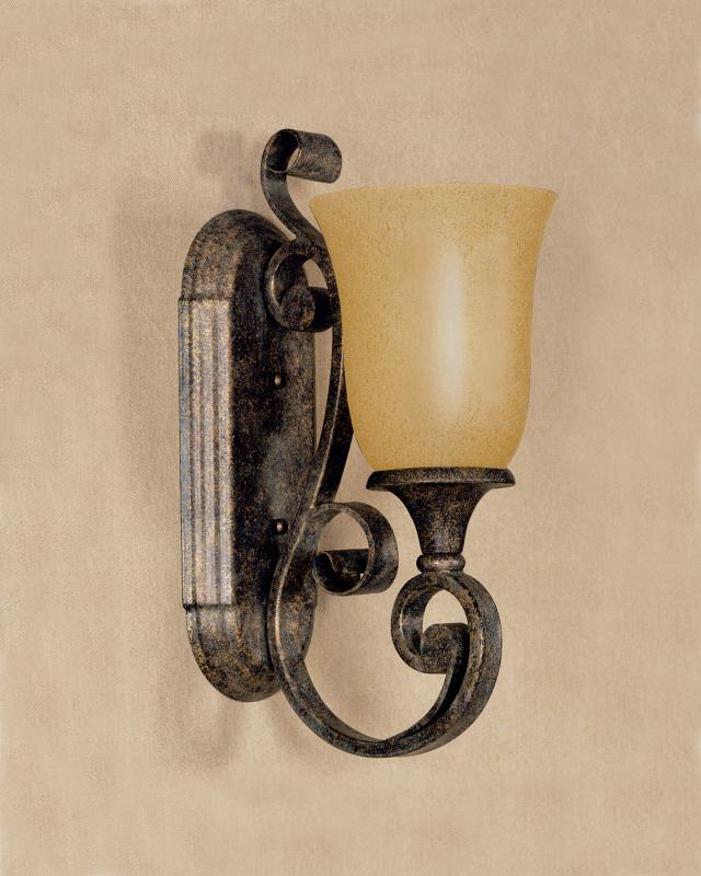 One Light Venice Gold Glass Wall Light