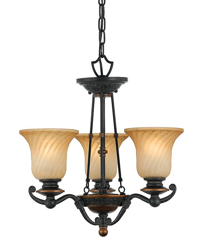 Three Light Black Up Chandelier