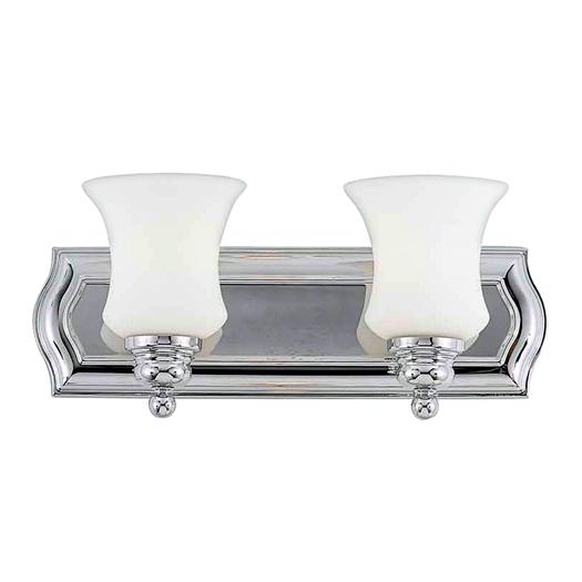 Two Light Polished Chrome Opal Etched Glass Vanity