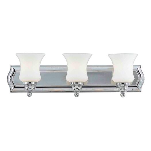 Three Light Polished Chrome Opal Etched Glass Vanity