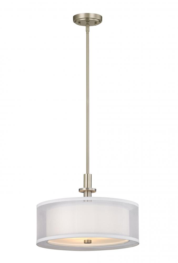 Double Organza 3Lt Pendant Satin Nickel