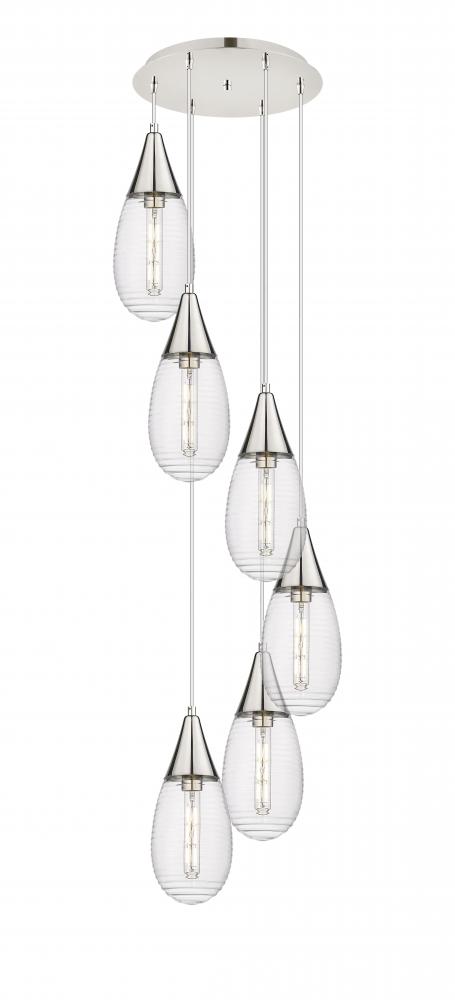 Malone - 6 Light - 17 inch - Polished Nickel - Multi Pendant