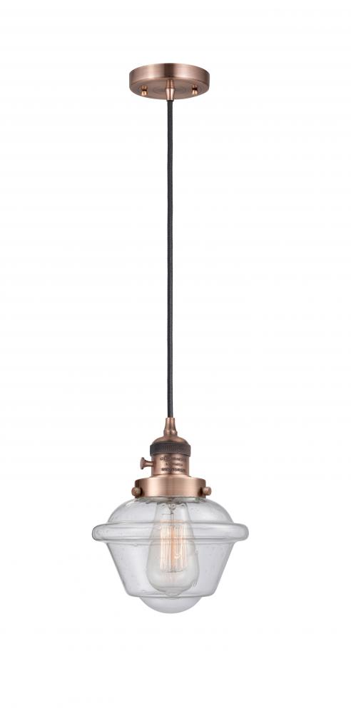 Oxford - 1 Light - 7 inch - Antique Copper - Cord hung - Mini Pendant