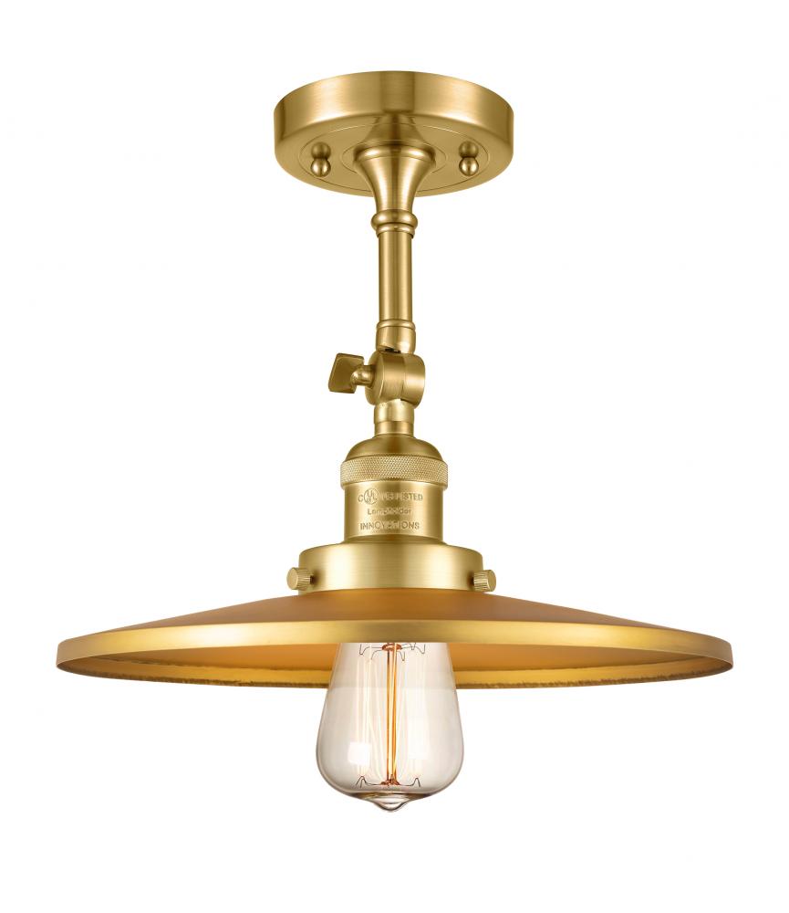 Railroad - 1 Light - 12 inch - Satin Gold - Semi-Flush Mount