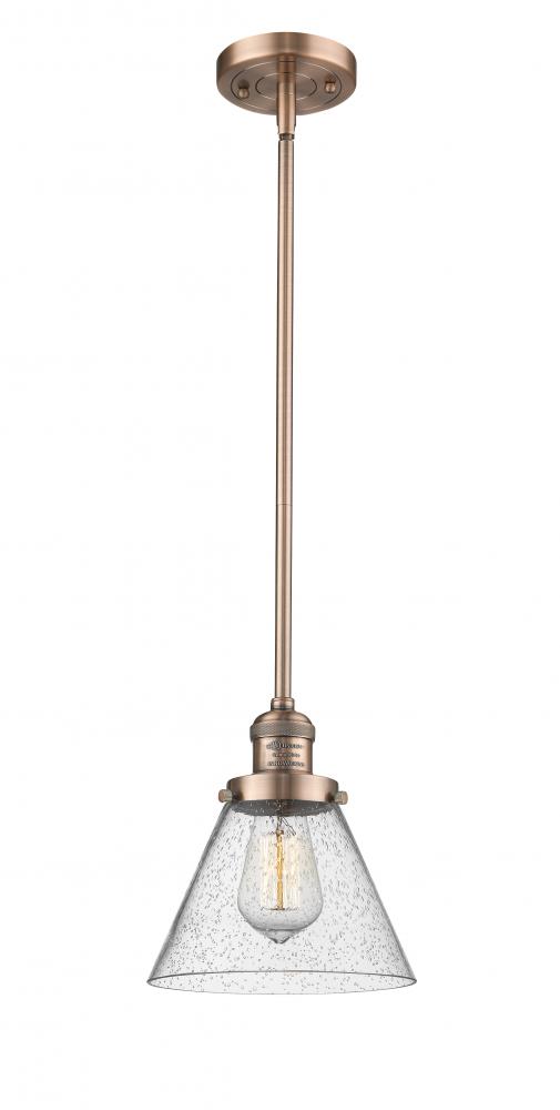 Cone - 1 Light - 8 inch - Antique Copper - Stem Hung - Mini Pendant