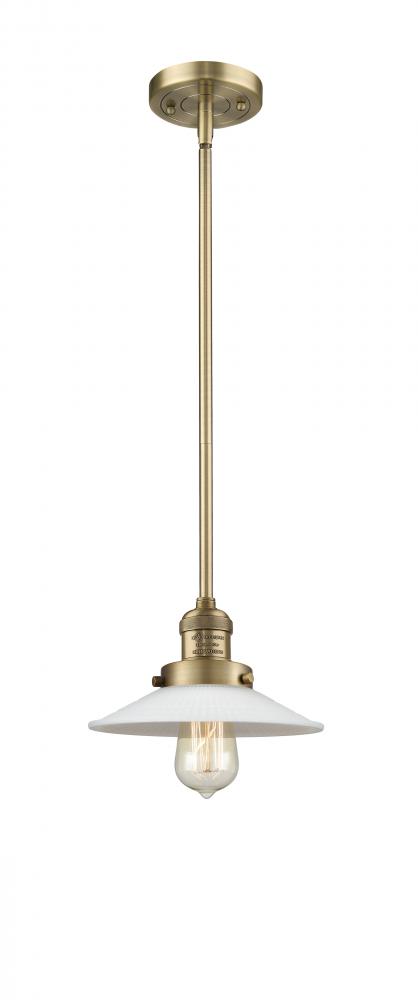 Halophane - 1 Light - 9 inch - Brushed Brass - Stem Hung - Mini Pendant