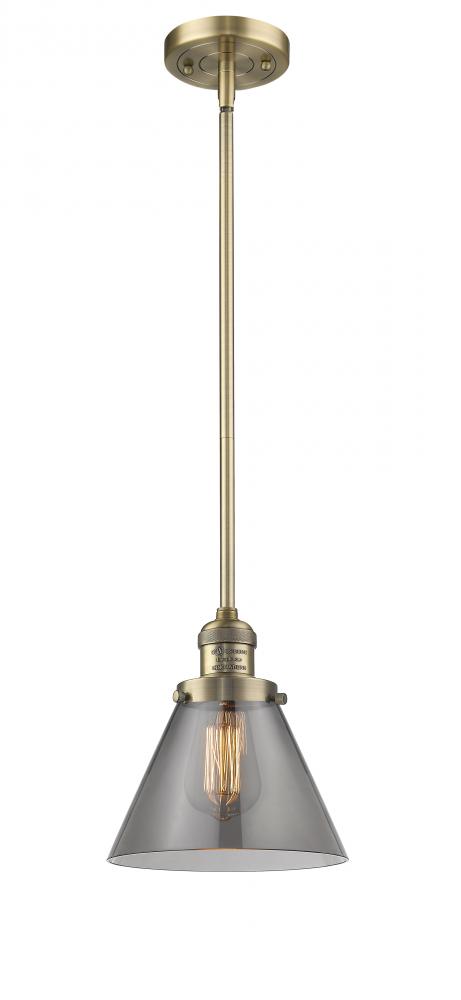 Cone - 1 Light - 8 inch - Brushed Brass - Stem Hung - Mini Pendant