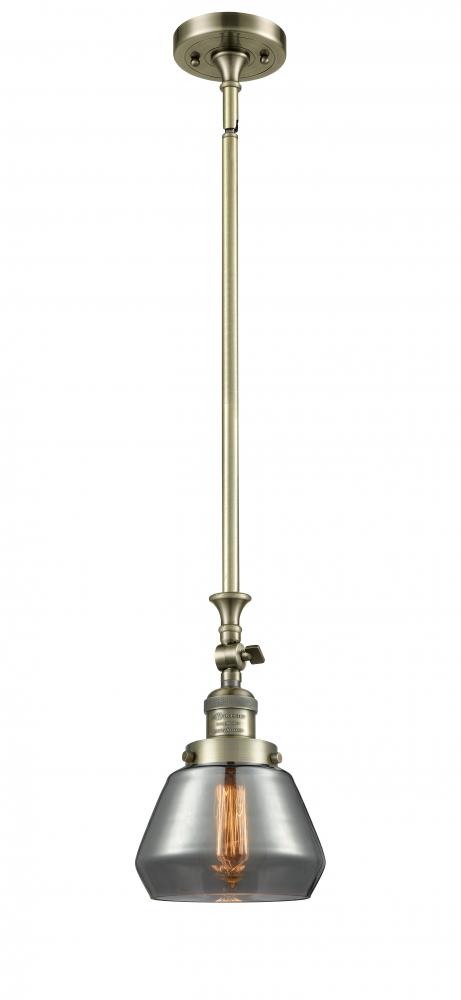 Fulton - 1 Light - 7 inch - Antique Brass - Stem Hung - Mini Pendant