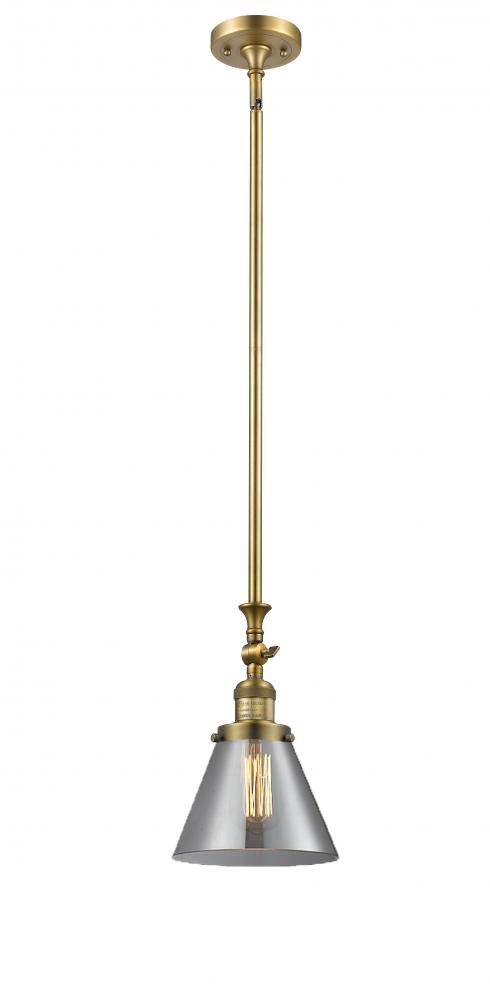 Cone - 1 Light - 8 inch - Brushed Brass - Stem Hung - Mini Pendant