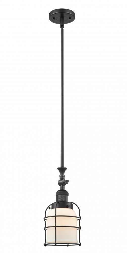 Bell Cage - 1 Light - 6 inch - Matte Black - Stem Hung - Mini Pendant