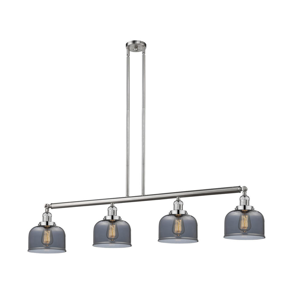 Bell - 4 Light - 53 inch - Brushed Satin Nickel - Stem Hung - Island Light