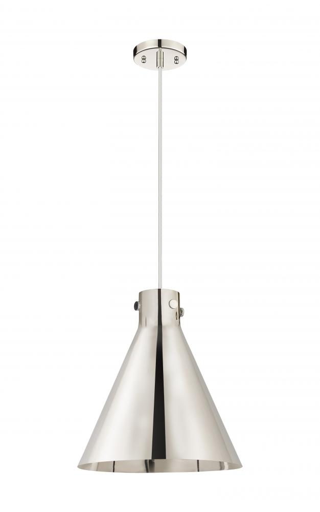 Newton Cone - 1 Light - 16 inch - Polished Nickel - Cord hung - Pendant