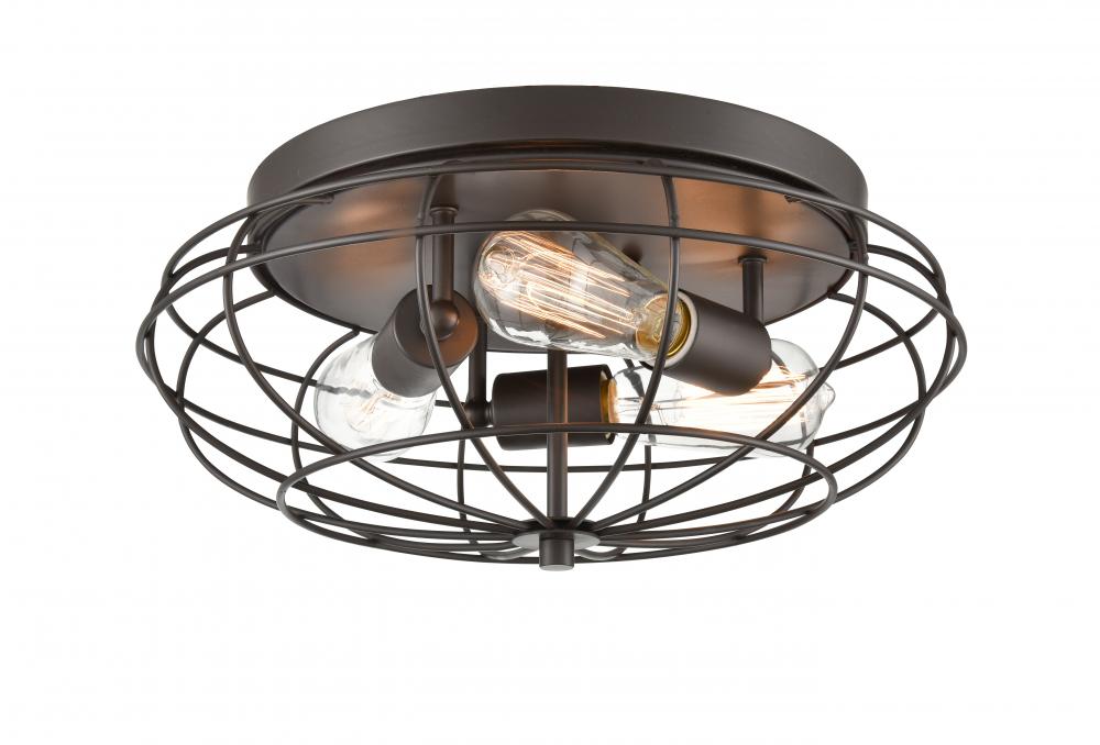 Providence - 3 Light - 15 inch - Oil Rubbed Bronze - Flush Mount