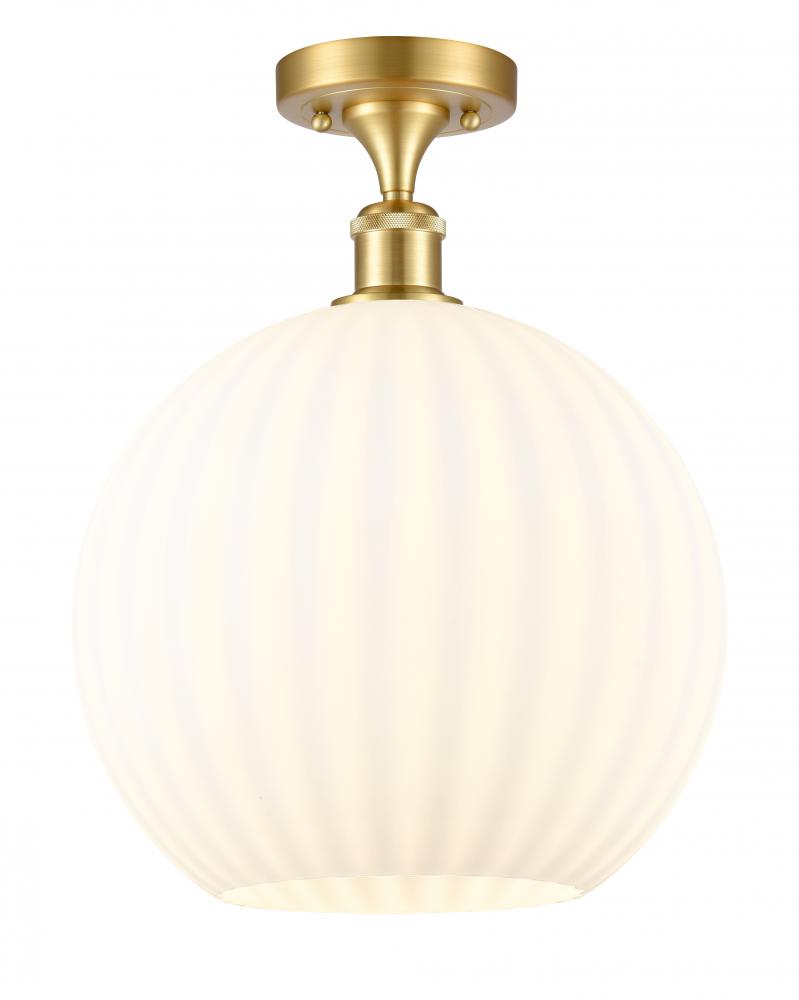 White Venetian - 1 Light - 12 inch - Satin Gold - Semi-Flush Mount