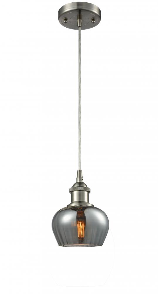 Fenton - 1 Light - 7 inch - Brushed Satin Nickel - Cord hung - Mini Pendant